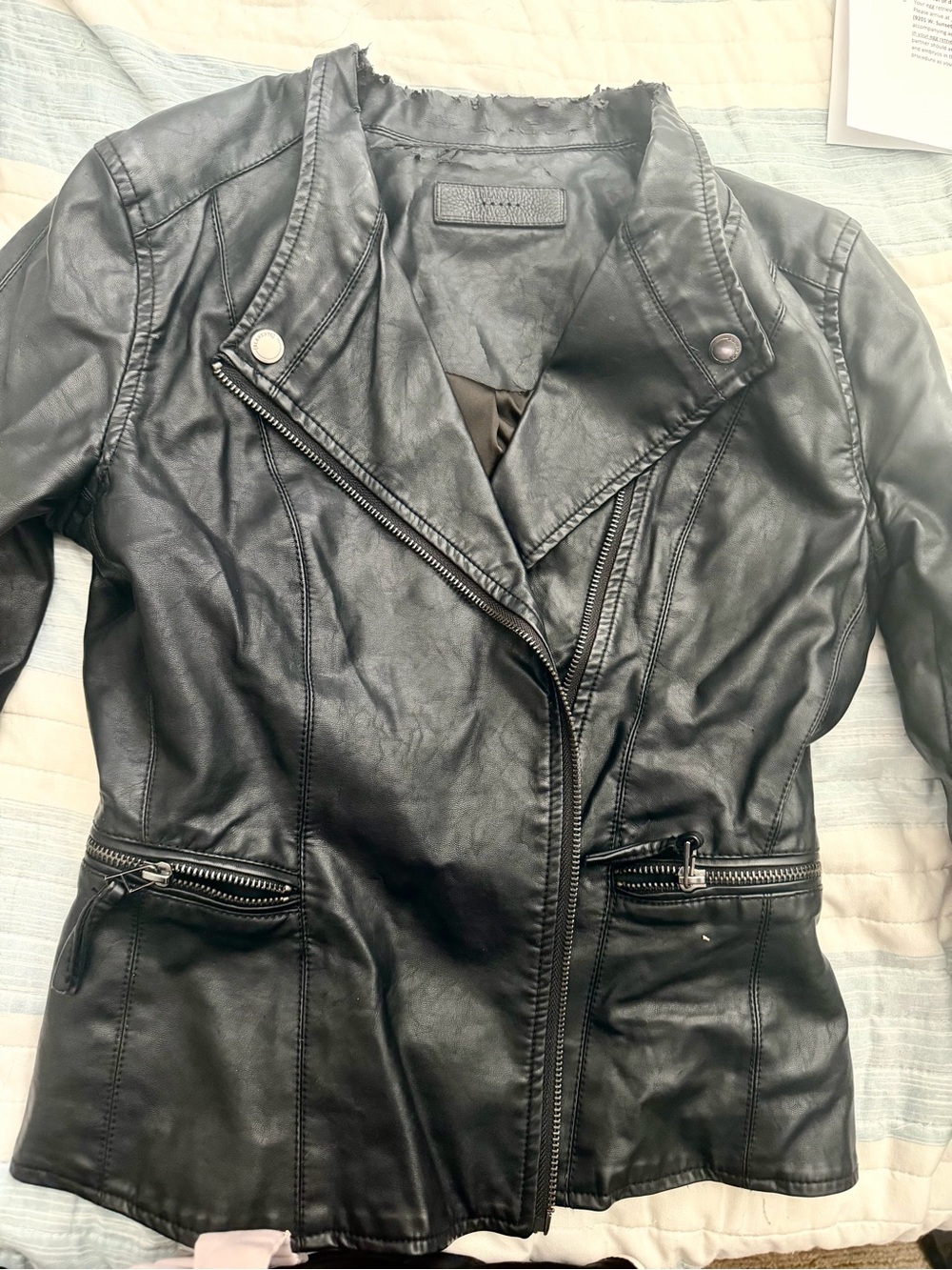 Blank NYC Black Faux Leather Moto Jacket with Zip Pockets